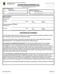 Document preview: Form PC-2.5 Decision-Making Assessment Tool (For Limited Guardianship or Guardianship) - Rhode Island