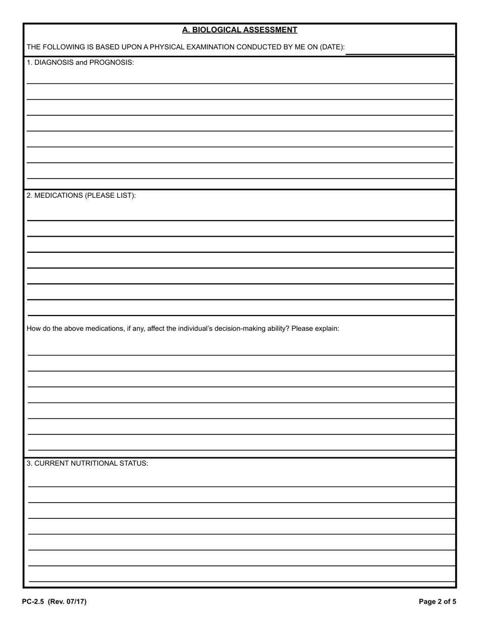 Form PC-2.5 Decision-Making Assessment Tool (For Limited Guardianship or Guardianship) - Rhode Island, Page 2