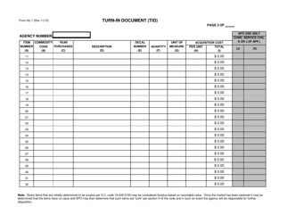 Form 1 &quot;Turn-In Document (Tid) Surplus Property&quot; - South Carolina, Page 2