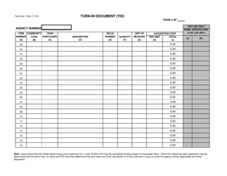 Form 1 &quot;Turn-In Document (Tid) Surplus Property&quot; - South Carolina, Page 4