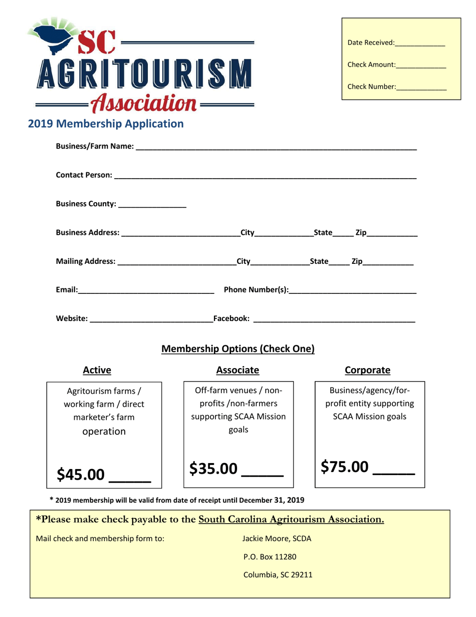 Membership Application Form - South Carolina, Page 1