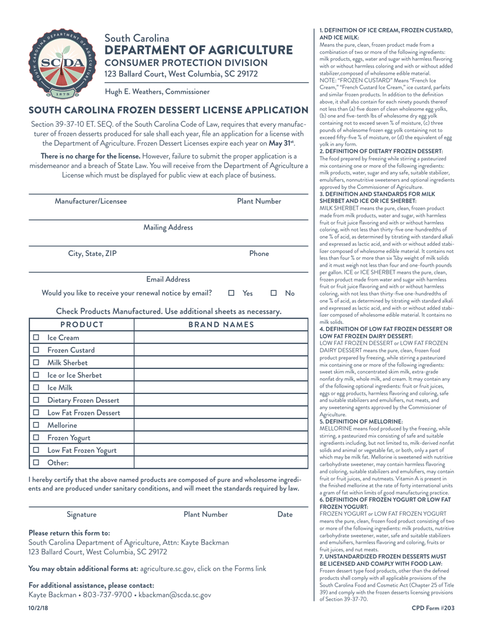 CPD Form 203 Fill Out, Sign Online and Download Printable PDF, South