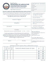 CPD Form 535 South Carolina Feed Registration Application - South Carolina
