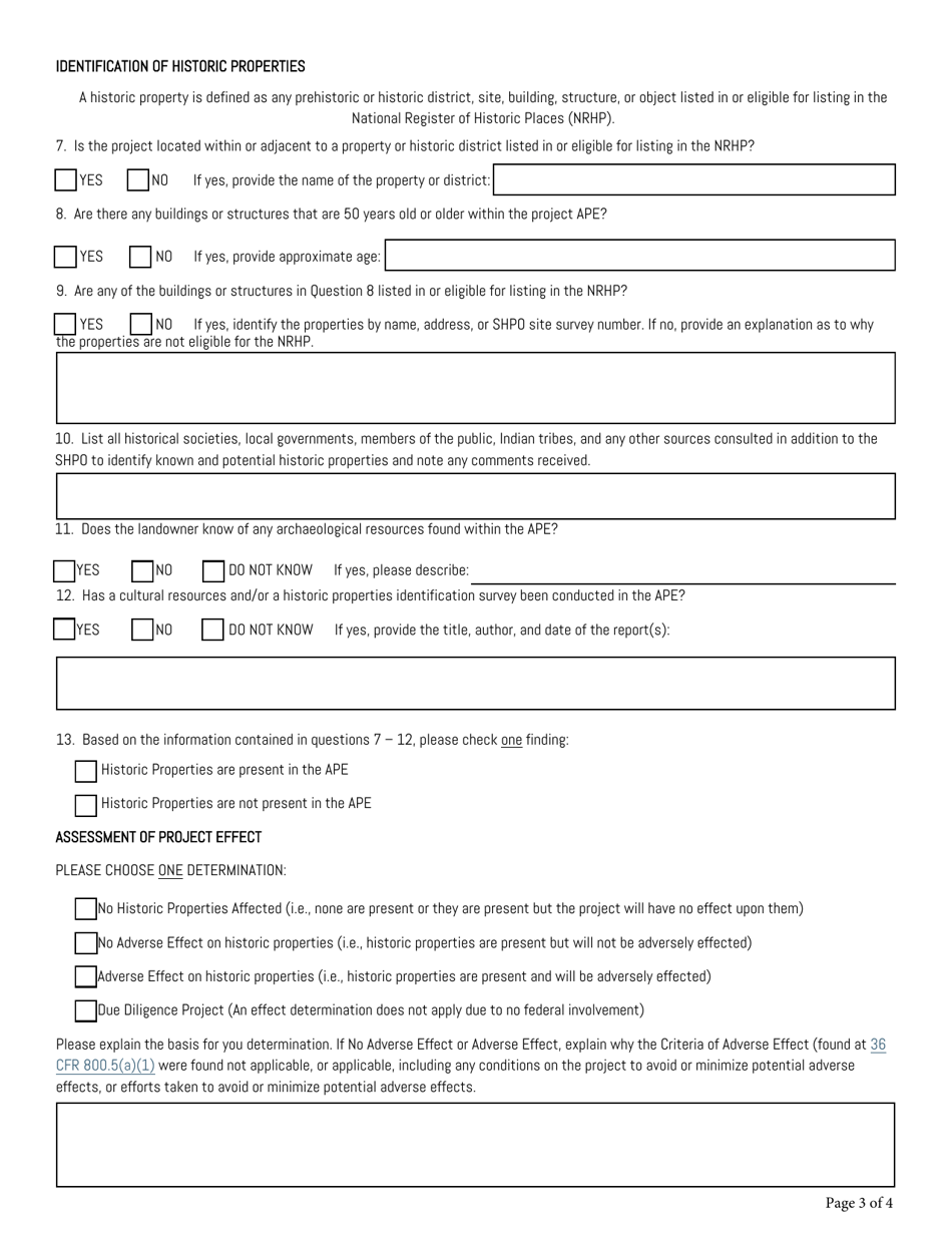 Section 106 Project Review Form - South Carolina, Page 3