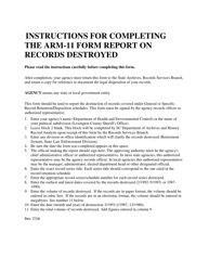 Instructions for Form ARM-11 &quot;Report on Records Destroyed&quot; - South Carolina