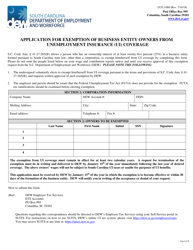 Form UCE-1060 &quot;Application for Exemption of Business Entity Owners From Unemployment Insurance (Ui) Coverage&quot; - South Carolina