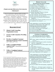 Document preview: Foreclosure/ Housing Counseling Checklist - South Carolina