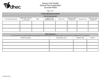 DHEC Form D-2068 General Permitting for Concrete Plants - South Carolina, Page 4