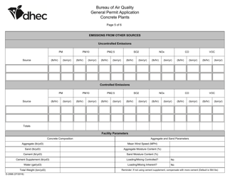 DHEC Form D-2068 General Permitting for Concrete Plants - South Carolina, Page 5