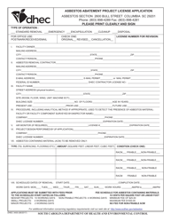 DHEC Form 3430 Asbestos Abatement Project License Application - South Carolina