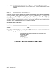 DHEC Form 3895 Application for Asbestos Training Course Approval - South Carolina, Page 4