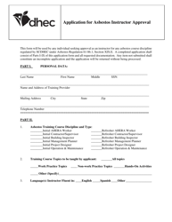 DHEC Form 3894 Application for Asbestos Instructor Approval - South Carolina