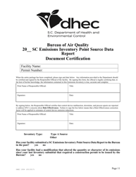 DHEC Form 1904 Emission Inventory Point Source Data Report - South Carolina, Page 11