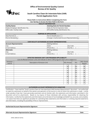 Document preview: DHEC Form 2069 South Carolina Clean Air Interstate Rule (Cair) Permit Application Form - South Carolina