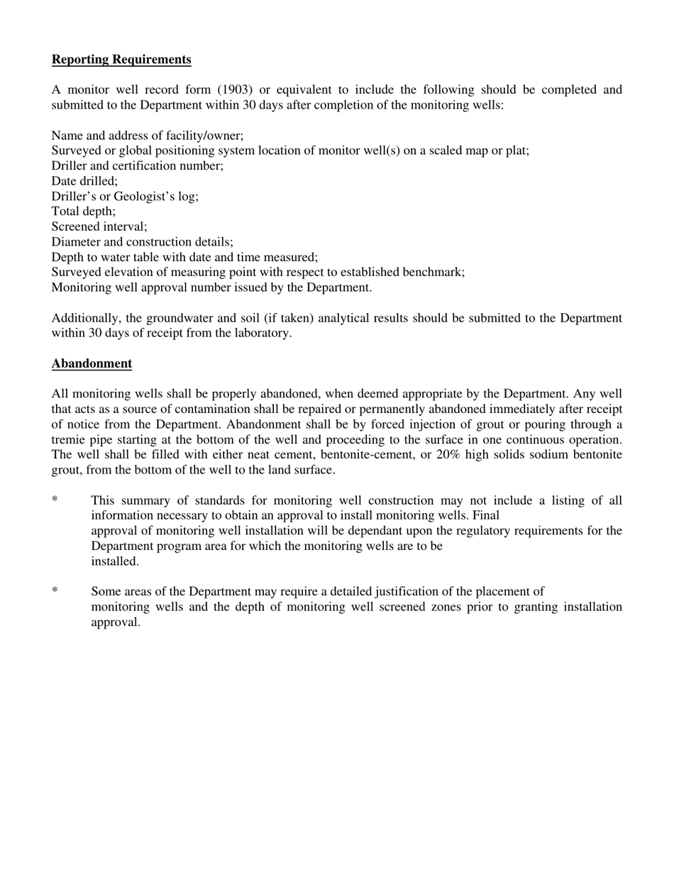 DHEC Form 3736 Monitoring Well Application - South Carolina, Page 3