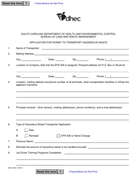DHEC Form 0852 Application for Permit to Transport Hazardous Waste - South Carolina, Page 4