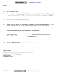 DHEC Form 0852 Application for Permit to Transport Hazardous Waste - South Carolina, Page 5