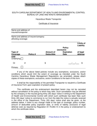 DHEC Form 0852 Application for Permit to Transport Hazardous Waste - South Carolina, Page 6