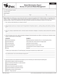 DHEC Form 3446 Waste Minimization Report - South Carolina