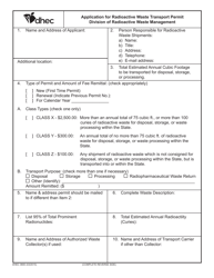 DHEC Form 0800 Application for Radioactive Waste Transport Permit - South Carolina, Page 2