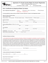 Document preview: DHEC Form 2735 Application for South Carolina Waste Tire Hauler Registration - South Carolina