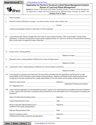 Document preview: DHEC Form 1932 Application for Permit to Construct a Solid Waste Management System Bureau of Land and Waste Management - South Carolina