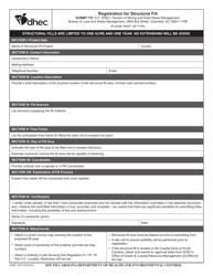 DHEC Form 3570 Registration for Structural Fill - South Carolina