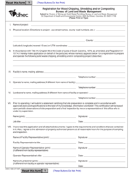 Document preview: DHEC Form 1988 Registration for Wood Chipping, Shredding and/or Composting - South Carolina