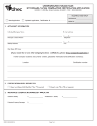 DHEC Form 3499 Site Rehabilitation Contractor Certification Application - South Carolina, Page 2