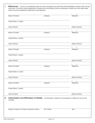 DHEC Form 3499 Site Rehabilitation Contractor Certification Application - South Carolina, Page 4