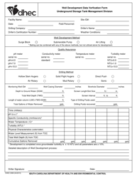 Document preview: DHEC Form 2099 Well Development Data Verfication Form - South Carolina