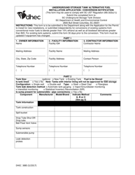 DHEC Form 3885 Underground Storage Tank Alternative Fuel Installation Application/Conversion Notification - South Carolina