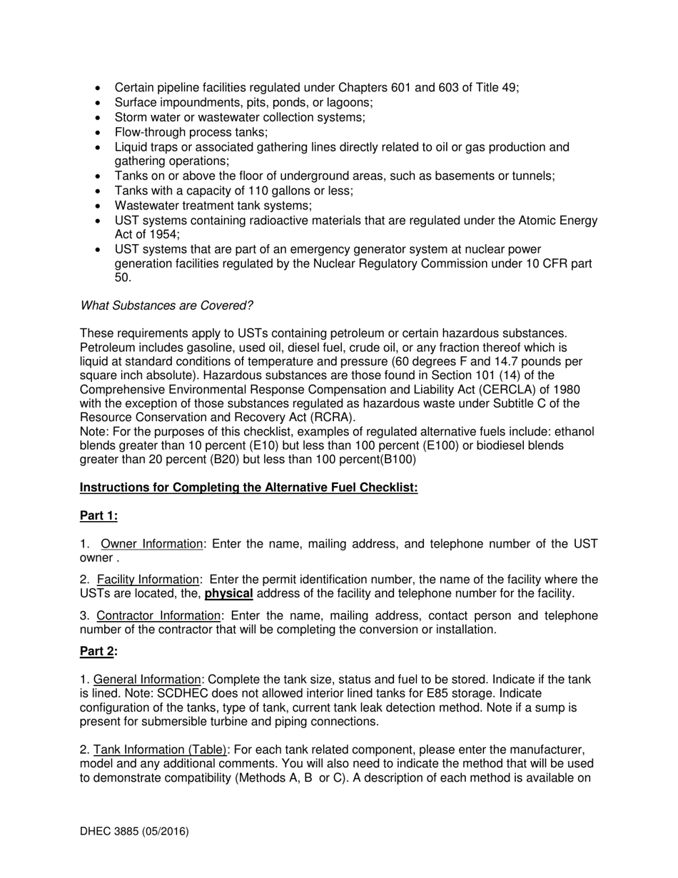 DHEC Form 3885 Underground Storage Tank Alternative Fuel Installation Application / Conversion Notification - South Carolina, Page 5
