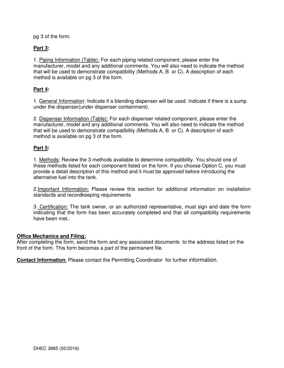 DHEC Form 3885 Underground Storage Tank Alternative Fuel Installation Application / Conversion Notification - South Carolina, Page 6