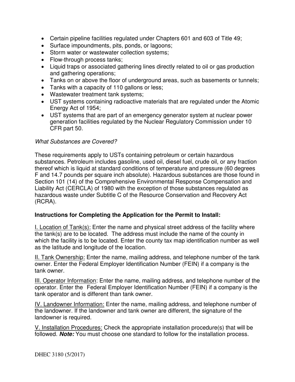 DHEC Form 3180 Application for Permit to Install Airport Hydrant Systems - South Carolina, Page 7