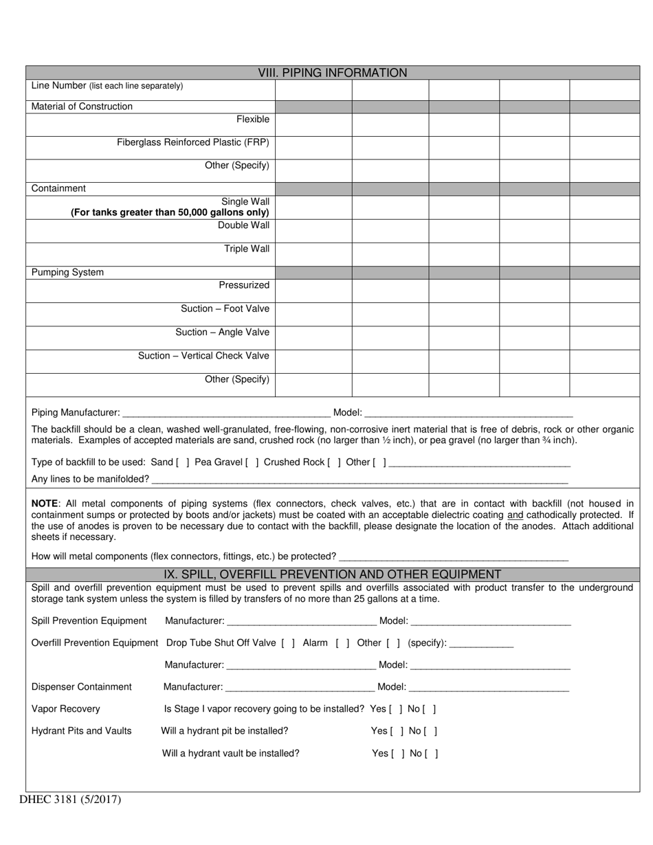 DHEC Form 3181 - Fill Out, Sign Online and Download Printable PDF ...