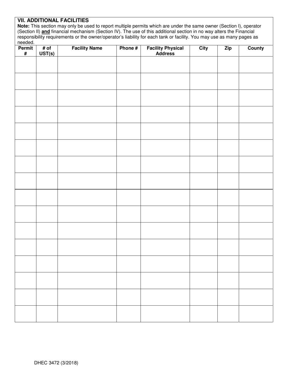 DHEC Form 3472 Underground Storage Tank (Ust) Certificate of Financial Responsibility - South Carolina, Page 3
