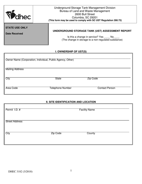DHEC Form 3182  Printable Pdf