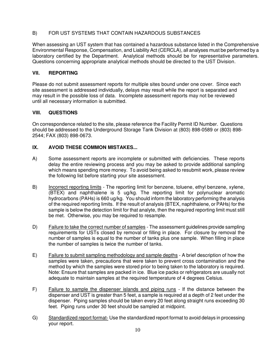 DHEC Form 3182 Underground Storage Tank (Ust) Assessment Report - South Carolina, Page 23