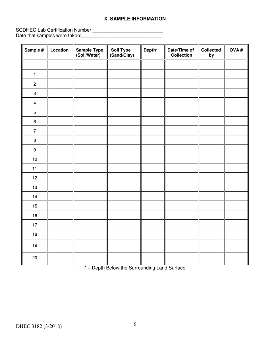 DHEC Form 3182 Underground Storage Tank (Ust) Assessment Report - South Carolina, Page 6