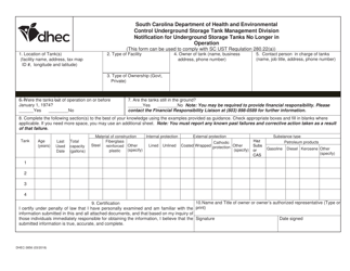 Document preview: DHEC Form 3856 Notification for Underground Storage Tanks No Longer in Operation - South Carolina