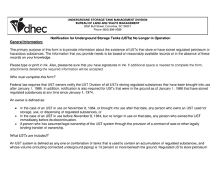 DHEC Form 3856 Notification for Underground Storage Tanks No Longer in Operation - South Carolina, Page 2