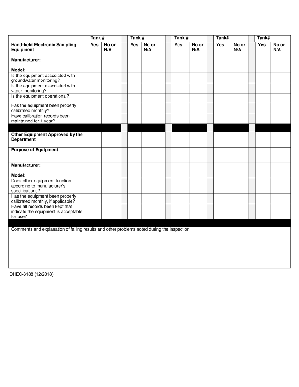 DHEC Form 3188 Release Detection Equipment Testing - South Carolina, Page 2