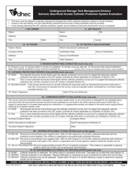 Document preview: DHEC Form 2550 Galvanic (Sacrificial Anode) Cathodic Protection System Evaluation - South Carolina