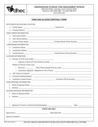 Document preview: DHEC Form 2233 Tank and Sludge Disposal Form - South Carolina