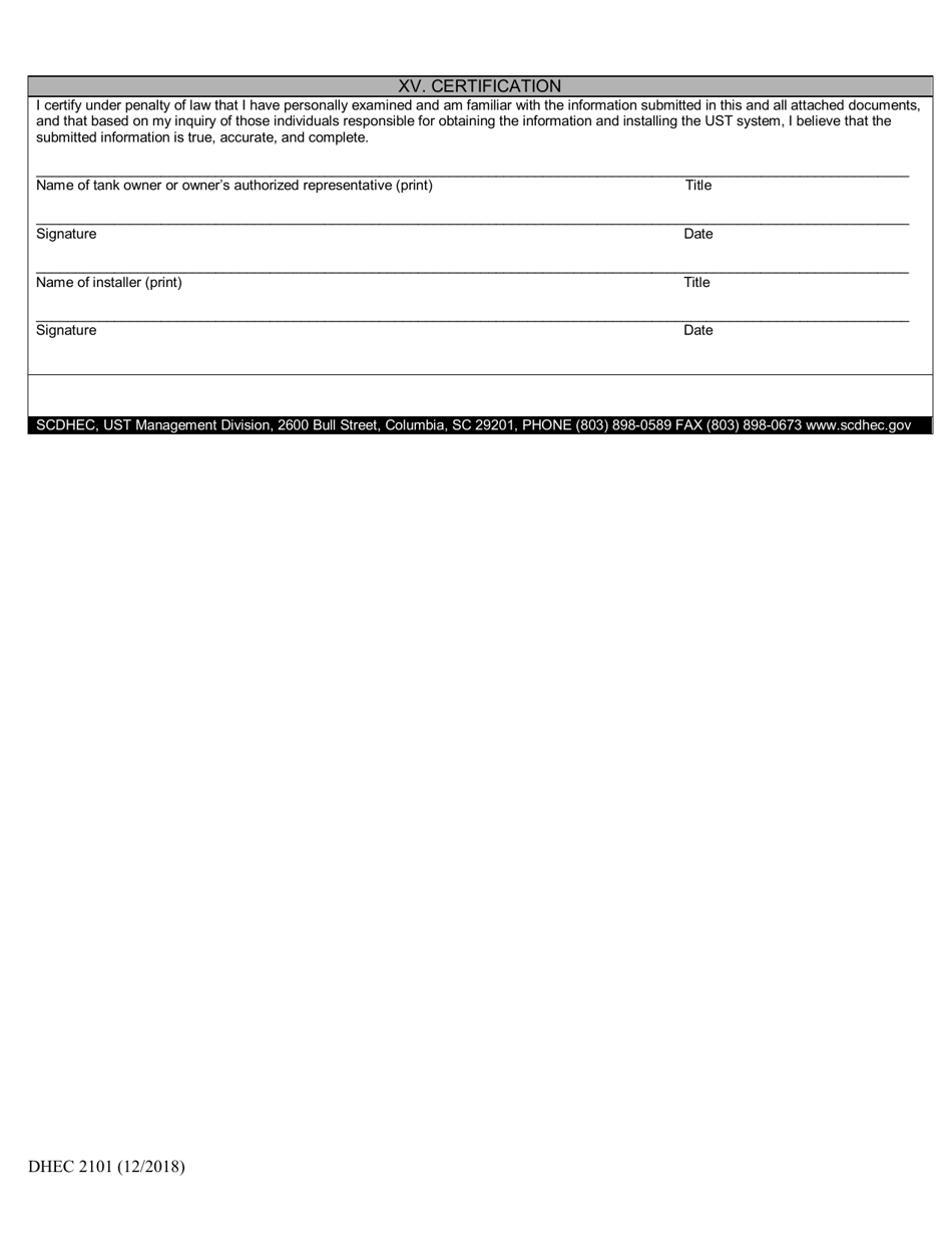 DHEC Form 2101 - Fill Out, Sign Online and Download Printable PDF ...