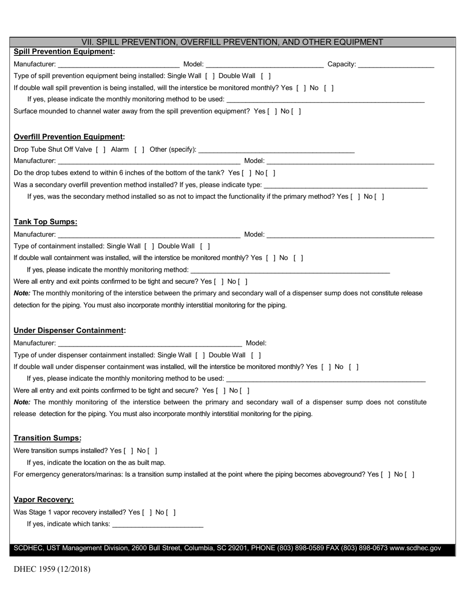 DHEC Form 1959 Application for Permit to Operate (For Use With All Systems Except Field Constructed or Airport Hydrant Systems) - South Carolina, Page 4