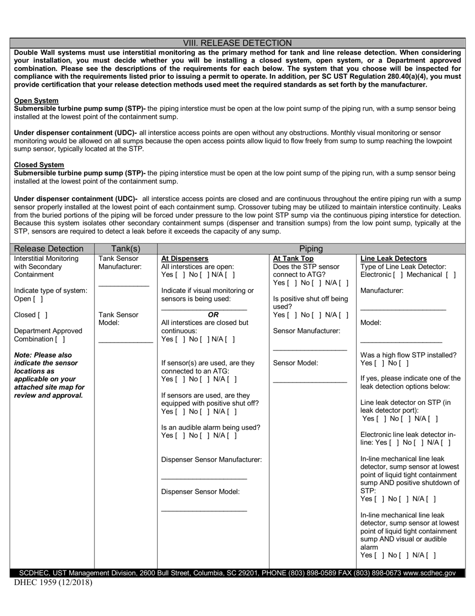 DHEC Form 1959 Application for Permit to Operate (For Use With All Systems Except Field Constructed or Airport Hydrant Systems) - South Carolina, Page 5