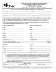 Document preview: DHEC Form 3871 Notification of Ownership Change for Underground Storage Tanks - South Carolina