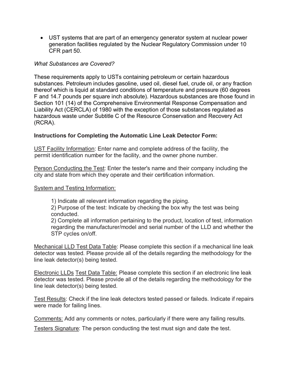 DHEC Form 3316 Automatic Line Leak Detector (Lld) Function Check - South Carolina, Page 3